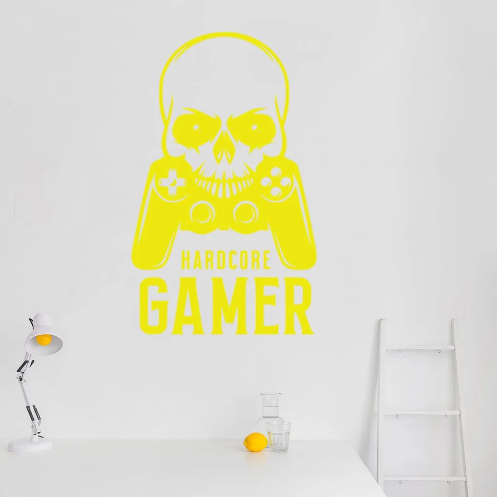 Veselá Stena Samolepka na stenu na stenu Hardcore Gamer Farba: černá