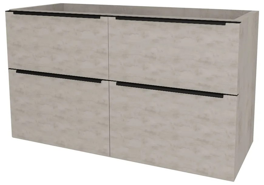Mereo, Mereo Mailo, kúpeľňová skrinka 121 cm, čierne madlo, Multidecor, Chromix strieborný, MER-CN593SBACST