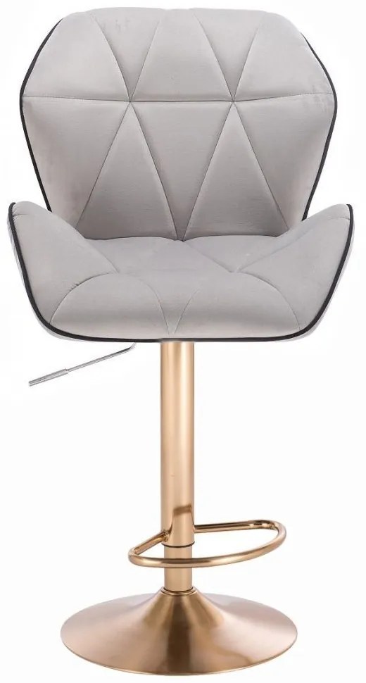 LuxuryForm DESIGN Barová stolička MILANO MAX VELUR na zlatom tanieri - šedá