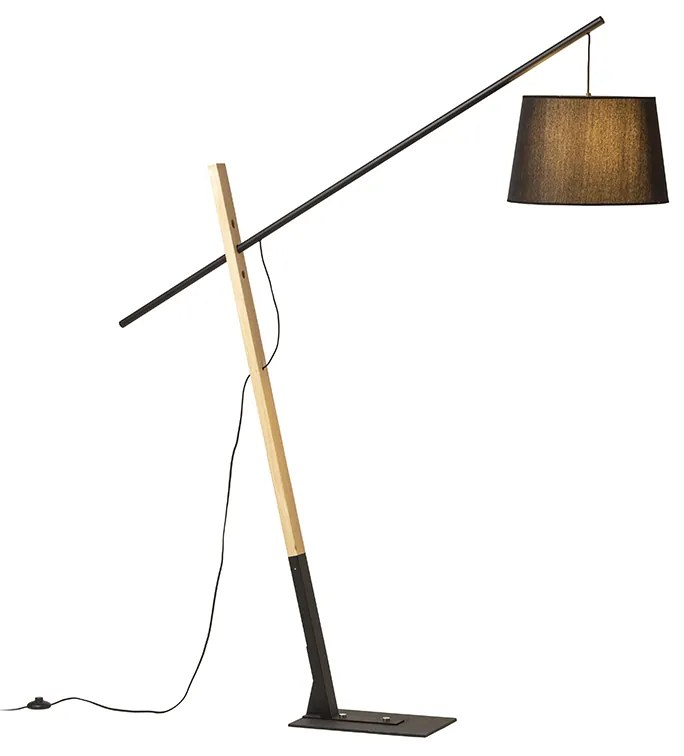 RENDL R13653 DANTE stojanová lampa, na čítanie čierna drevo