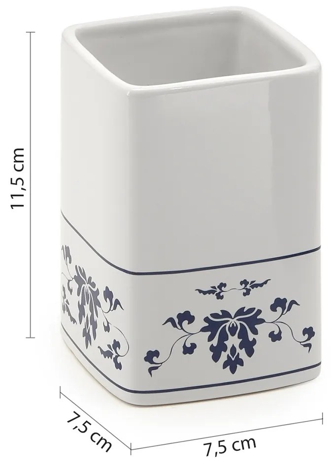 EDY CX9889 Cixi pohár na postavenie, porcelán, biela/modrá