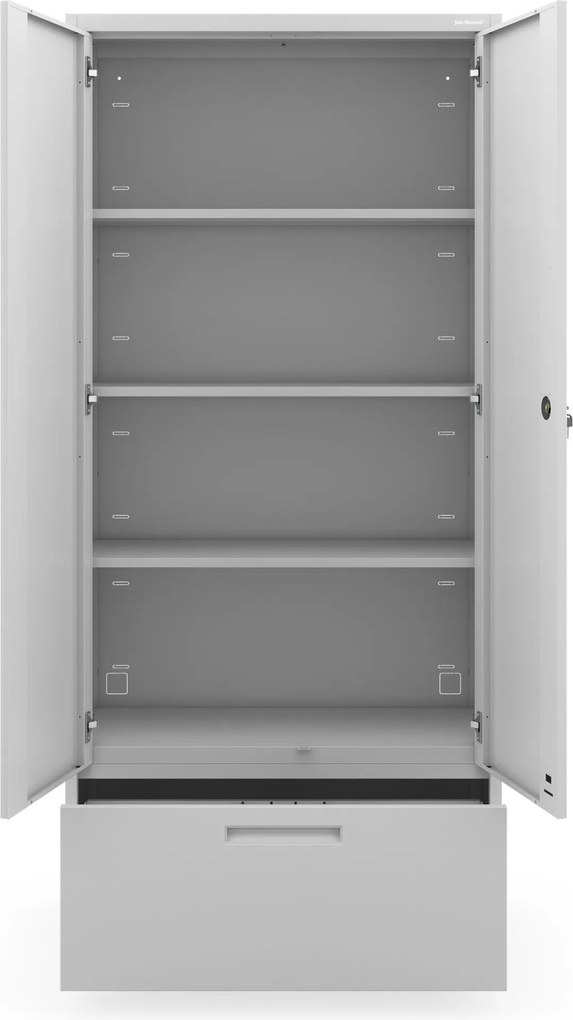 Modulárna kovová multifunkčná skriňa s vysokou zásuvkou sivá MEGAN 1950 x 900 x 400 mm