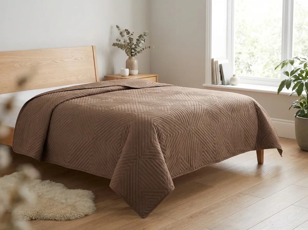Prehoz na posteľ CALDERA, tmavo béžový Rozmer: 200 x 220 cm