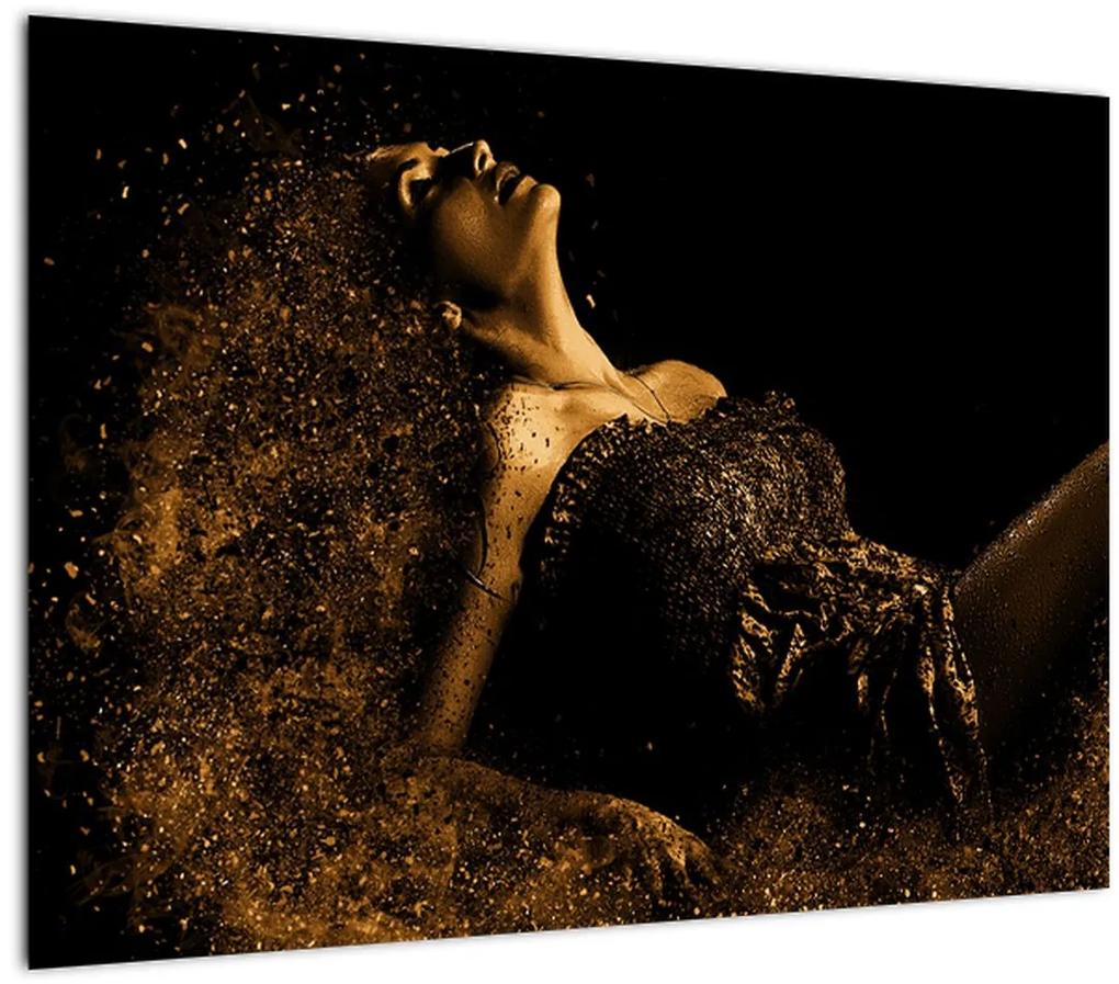Sklenený obraz - Žena zo zlata (70x50 cm)