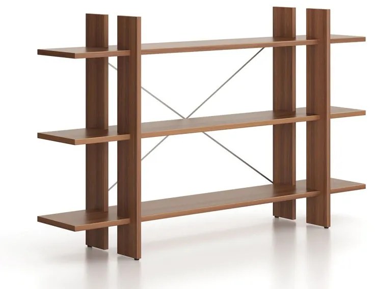 Kancelársky regál nízky dlhý SOLID, 1800 x 400 x 1075 mm, orech