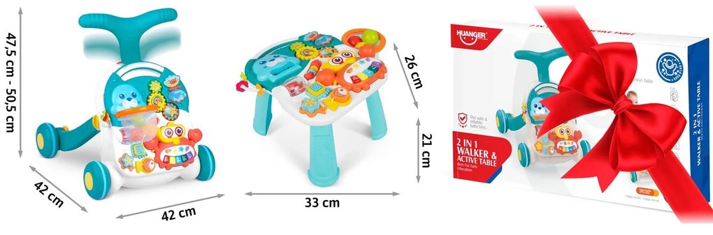 Ricokids Vzdelávacie chodítko 3v1 RK-810 biely a modrý