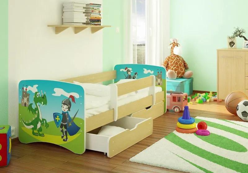 MAXMAX Detská posteľ RYTÍŘ funny 160x90cm - so zásuvkou 160x90 pre chlapca ÁNO
