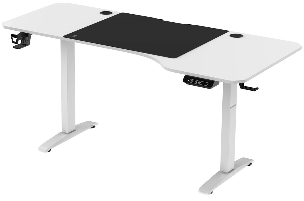 Veľký výškovo nastaviteľný elektrický stôl ELLA, 1600 x 720 x 750 mm, biely 