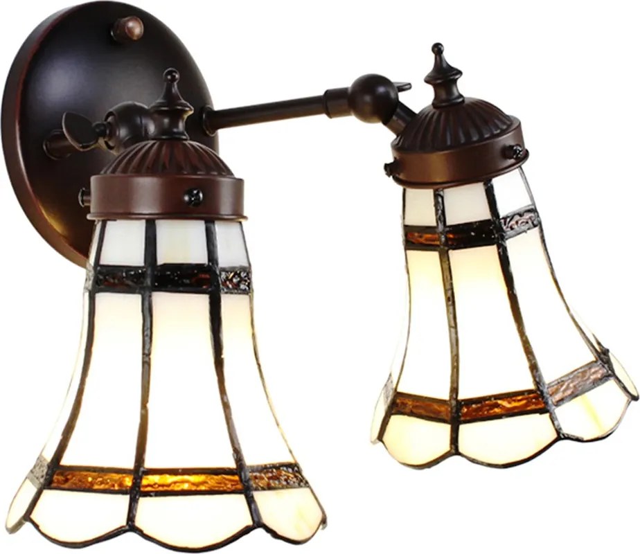 Nástenná lampa Tiffany s bielymi tienidlami Ponnie - 30*23*23 cm E14/max 2*25W