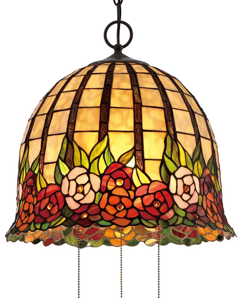 Kvetinová Tiffany závesná lampa Rosecliffe