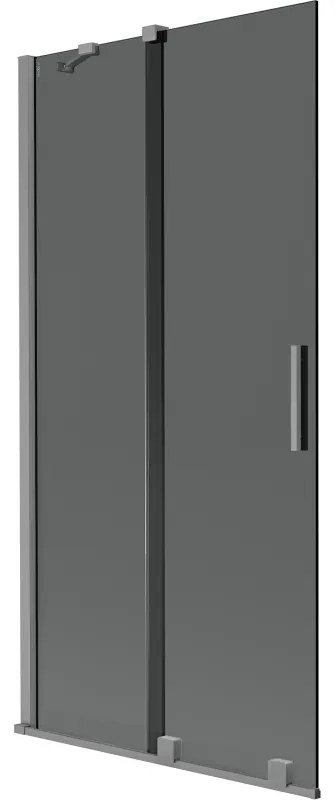 Mexen Velar, 2-krídlová posuvná vaňová zástena 95 x 150 cm, 8mm šedé sklo, brúsený grafit, 896-095-000-41-95