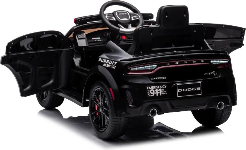 LEAN CARS Elektrické autíčko Dodge Charger policajné, bielo-čierne