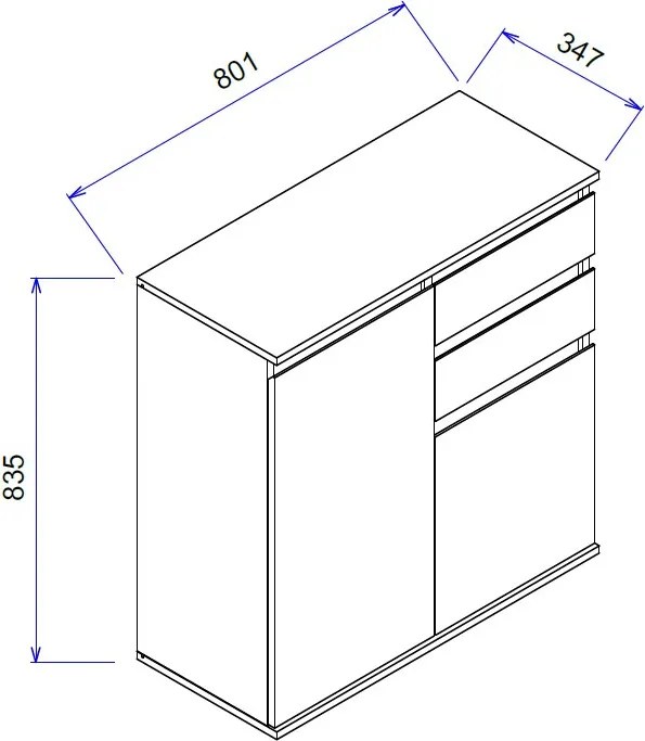 Skrinka s 2 šuplíkmi Brest, 80 cm, antracitová