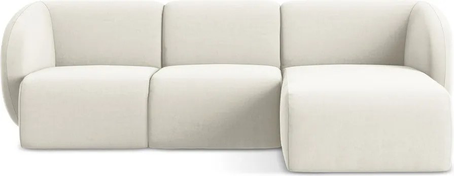 Béžová zamatová rohová pohovka (pravý roh/s leňoškou) Lani – Makamii