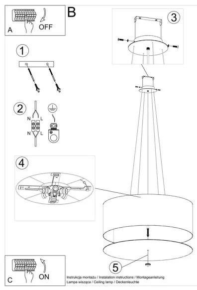 Sollux SL.0790 - Luster na lanku OTTO 6xE27/60W/230V pr. 70 cm čierna