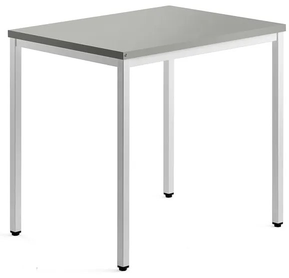 Bočný stolík QBUS, 4 nohy, 800x600 mm, biely rám, svetlošedá