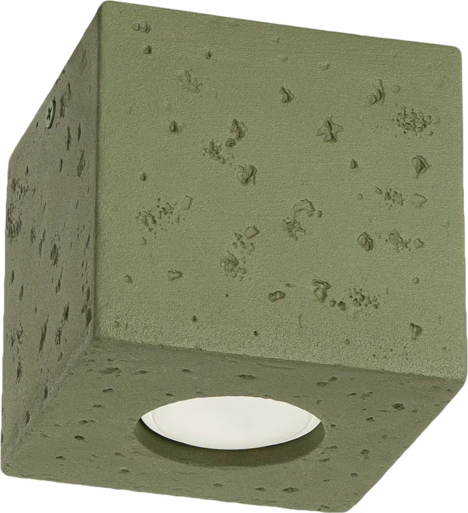 Stropné svietidlo Quad, 1x olivovo zelené betónové tienidlo