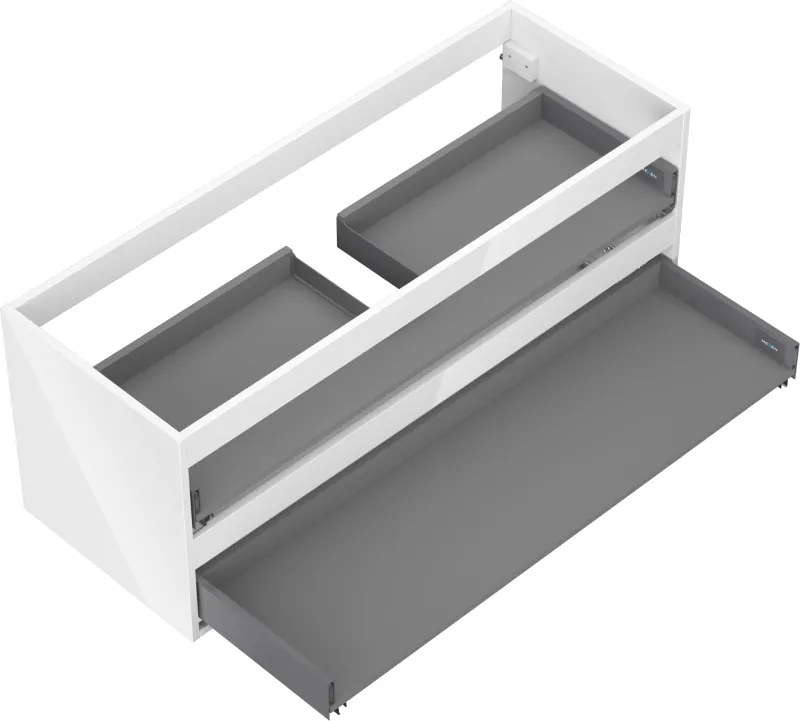 Mexen Box-A, závesná skrinka 120 cm, 2 zásuvky, biela lesklá, 91AX0-1200-470-2-00