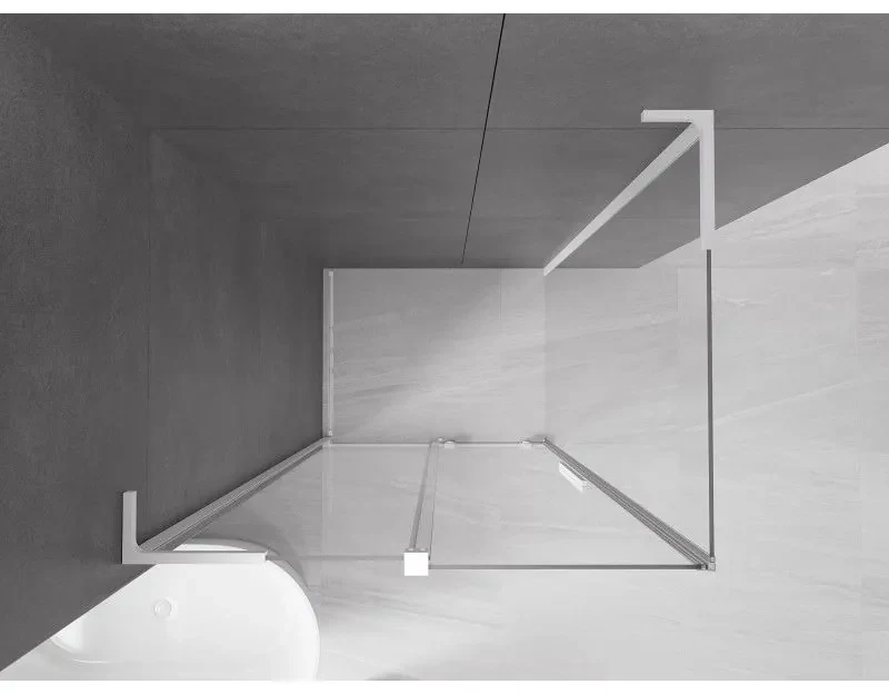Mexen Velar L, sprchový kút s posuvnými dverami 90 x 100 cm, 8mm číre sklo, biela matná, 871-090-100-03-20