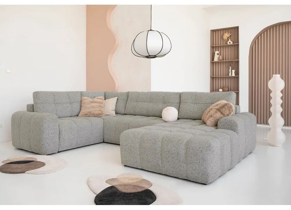 Svetlohnedá rozkladacia modulárna rohová pohovka s úložným priestorom (ľavý roh) Lulu – Miuform