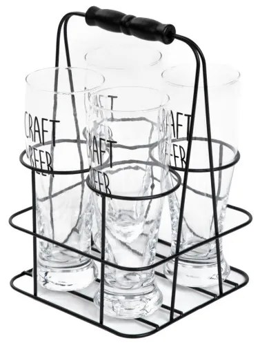 Sada štyroch pohárov RAYA s kovovým stojanom 894775 400 ml