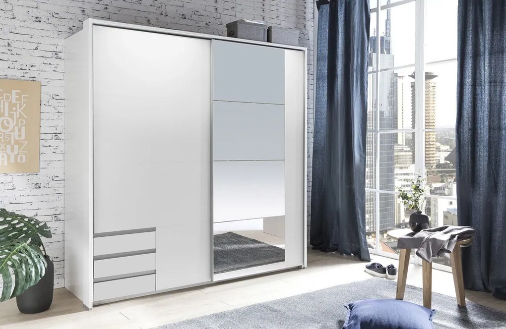 Šatníková skriňa Emden, 179 cm, biela