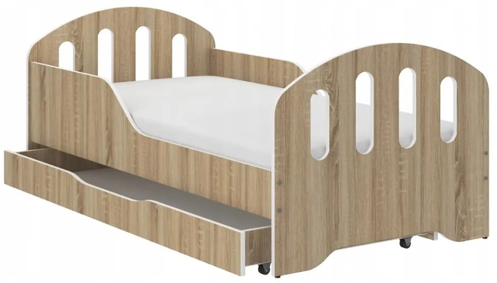 Detská posteľ SMILE so šuflíkom 160 x 80 cm v dekore dub sonoma