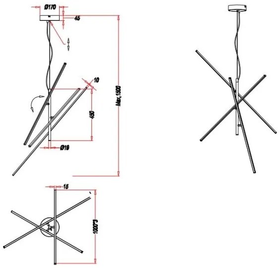 Trio - LED Stmievateľný luster na lanku TIRIAC 3xLED/8,5W/230V