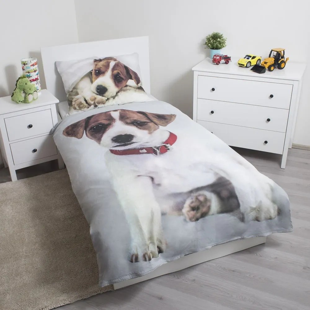 Sivé bavlnené detské obliečky na jednolôžko 140x200 cm Dog – Jerry Fabrics