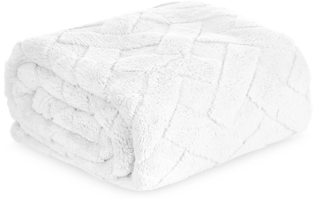 DEKA Z MIKROFLANELU CARO 170X210 CM BIELA