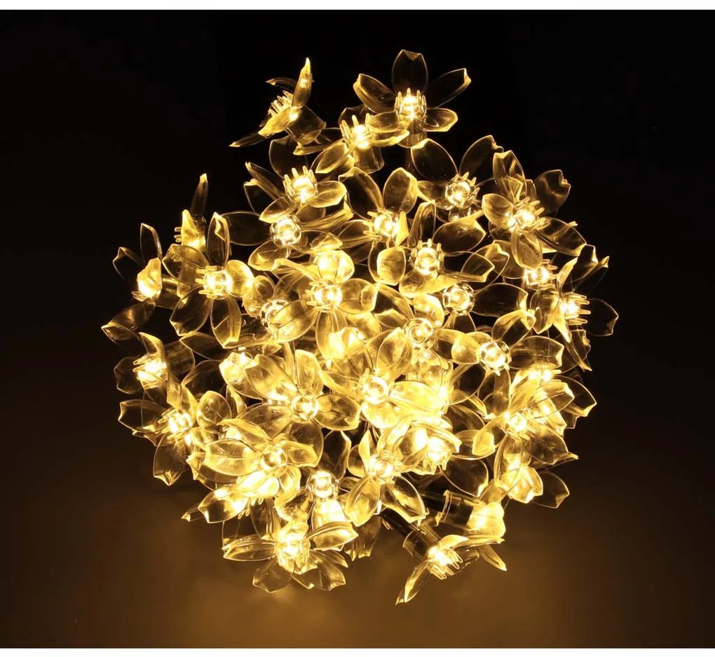 IKO Záhradné solárne svetielka 7m 50LED - kvietočky