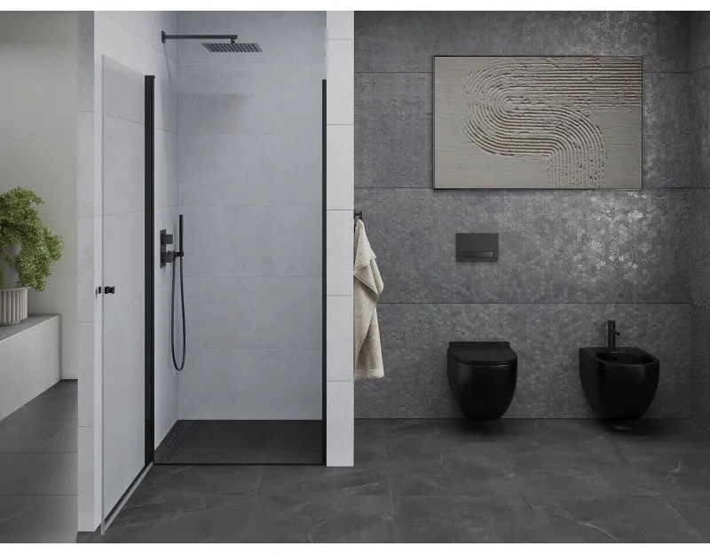 Mexen Pretoria, 1-krídlové sprchové dvere do otvoru 100 cm, 6 mm číre sklo, čierny profil, 852-100-000-70-00