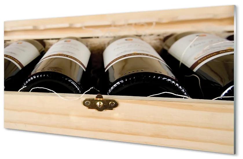 Sklenený obklad do kuchyne Fľaše vína v krabici 120x60 cm