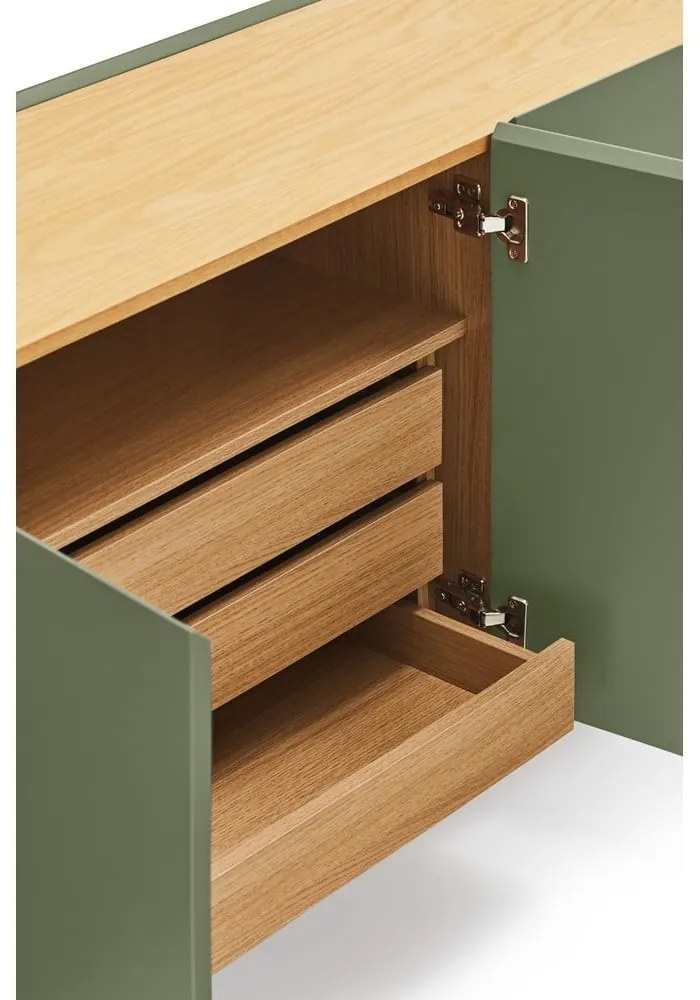 Zelená/v prírodnej farbe nízka komoda v dekore duba 165x78 cm Arista – Teulat