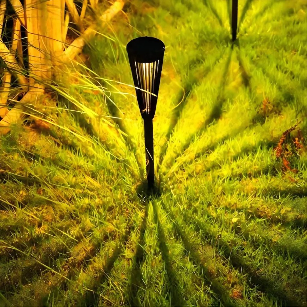 Exteriérové solárne svietidlo Flame, 1x čierne plastové tienidlo