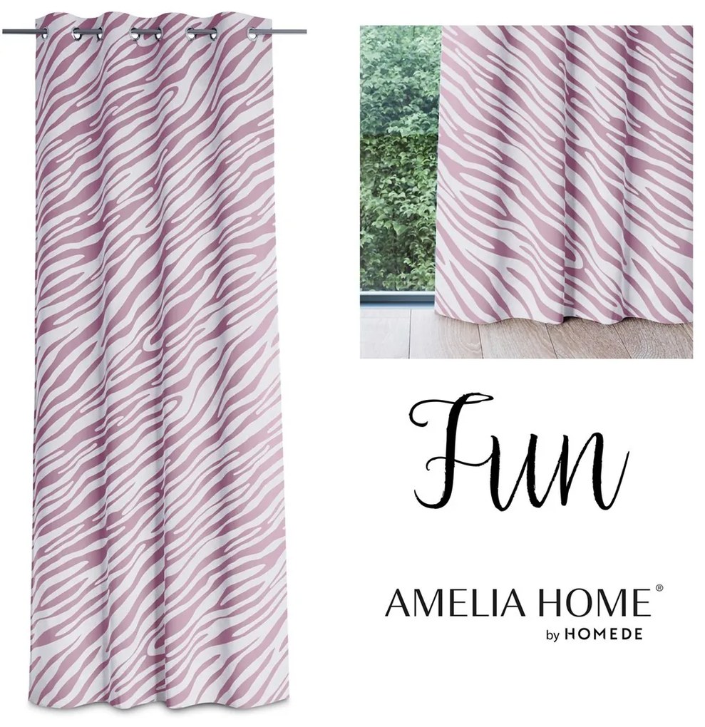 Závěs AmeliaHome Fun s průchodkami 140x250 fialový/bílý