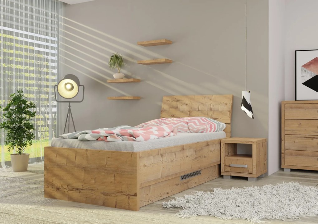 Wood Service Jednolôžko Lenka s úložným priestorom 90 x 200