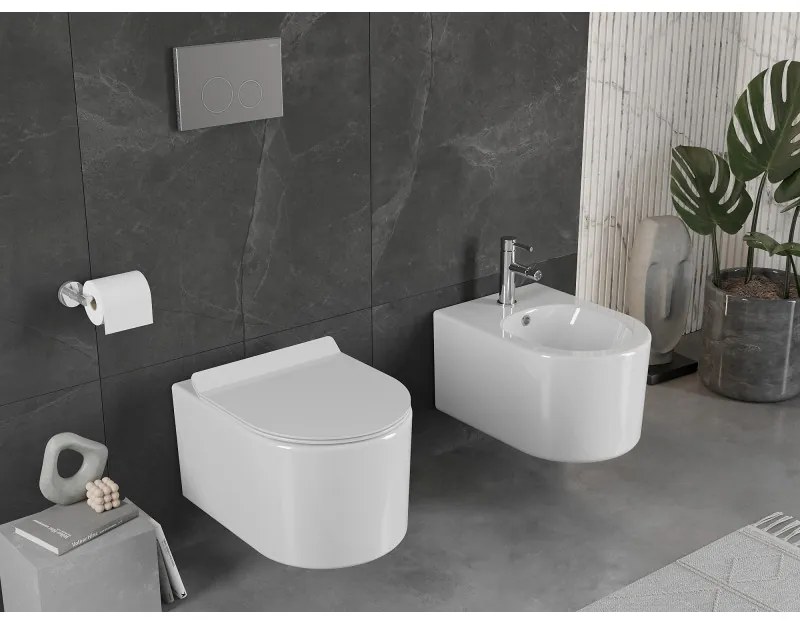 Mexen Sofia Rimless závesná wc misa so sedátkom s pomalým zatváraním, biela - 30540100