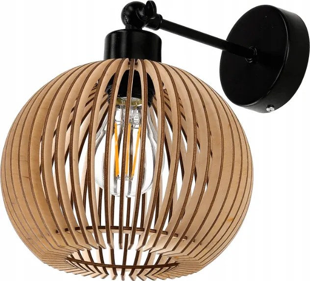 Drevená guľová LED stropná lampa E27