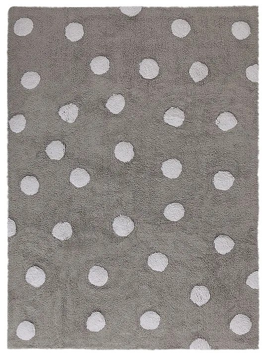 Lorena Canals koberce Ručne tkaný kusový koberec Polka Dots Grey-White - 120x160 cm