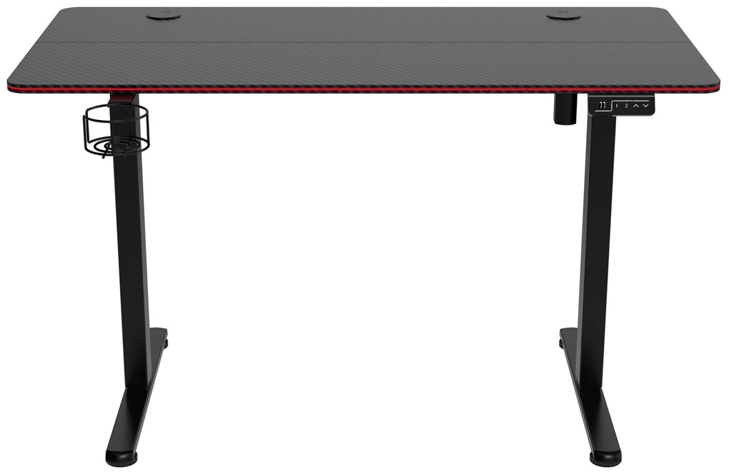 Výškovo nastaviteľný elektrický herný stôl SHADOW GAMER 2.0 LED RGB 120 cm čierny