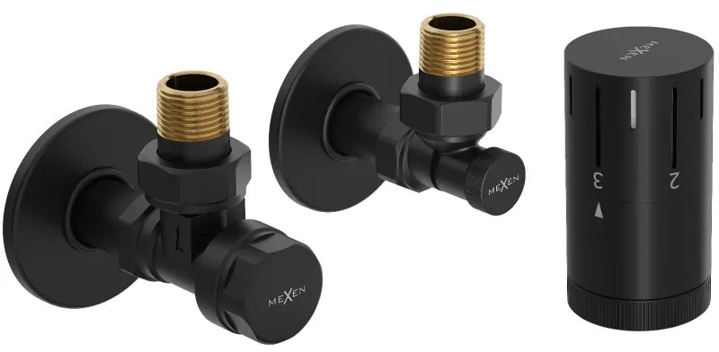 Mexen G05, uhlová termostatická súprava s krytkou, čierna matná, W901-958-904-70