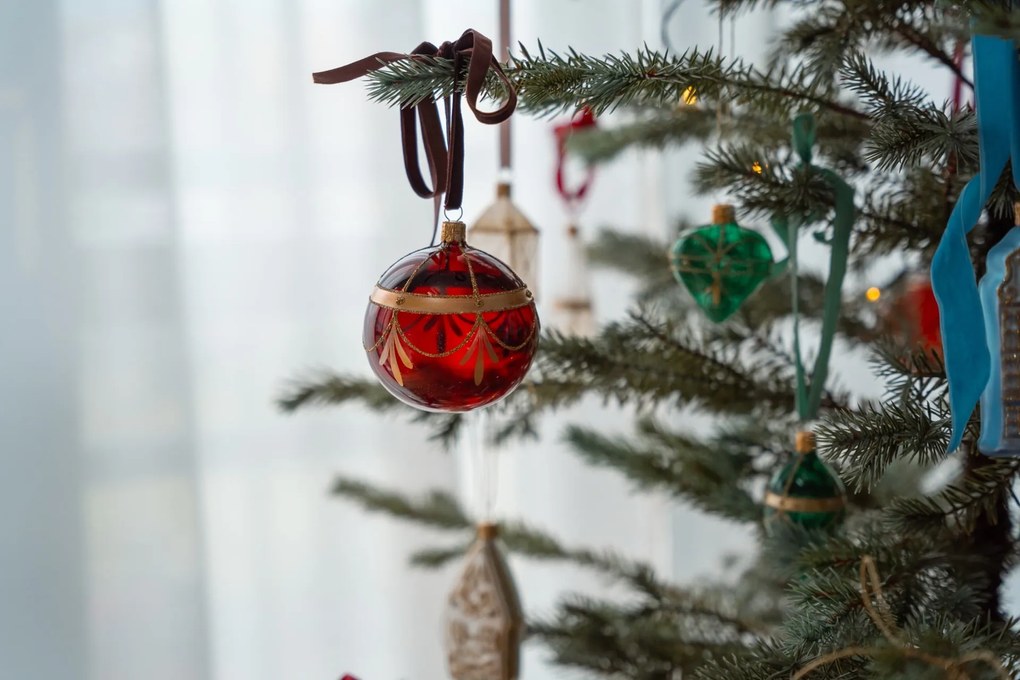 Bella Rose Sklenená vianočná ozdoba Srdce Zelená Lesk