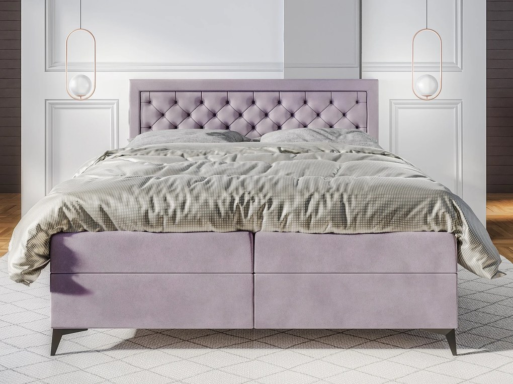 Jednolôžková posteľ Boxspring 120 cm Lavande (levanduľová) (s matracom a úl. priestorom). Akcia -20%. Vlastná spoľahlivá doprava až k Vám domov. 1043405