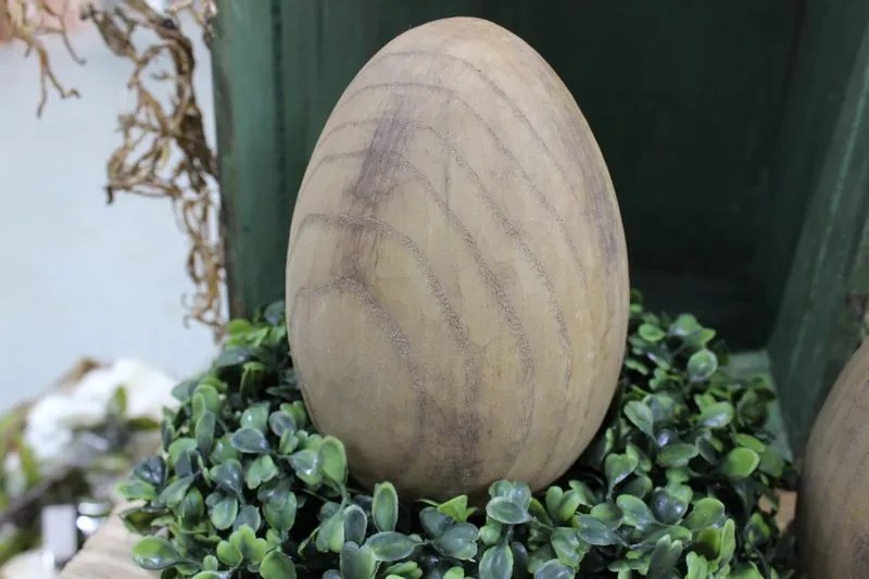 Hnedé veľkonočné vajce v drevenom dizajne 15cm