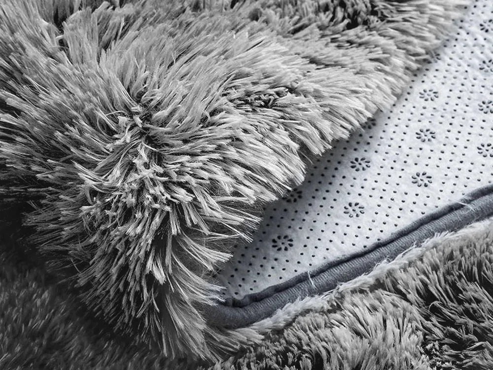 Sivý okrúhly shaggy koberec Ombre Rozmer: 150 cm