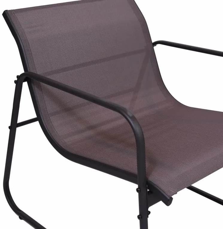 Záhradný relaxačný set stôl a 2 kreslá, oceľ, šedá