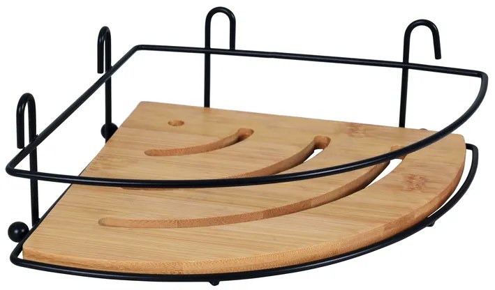 BISK Erga Plain, rohová drôtená polička 186x186x90 mm, čierna matná-hnedá, ERG-08049