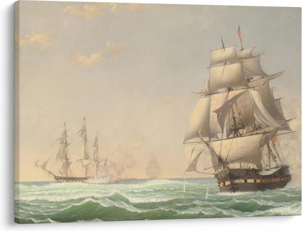 Obraz - Fitz Henry Lane, The United States Frigate President Engaging the British Squadron, reprodukcia (70x50 cm)