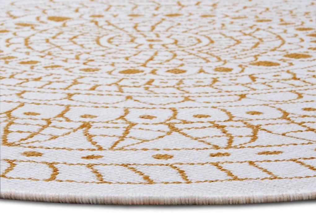 Hanse Home, Kusový koberec Twin-Wendeteppiche 105797 Ochre kruh – na von aj na doma, 200x200 (priemer) kruh, žltá, chodba / predsieň